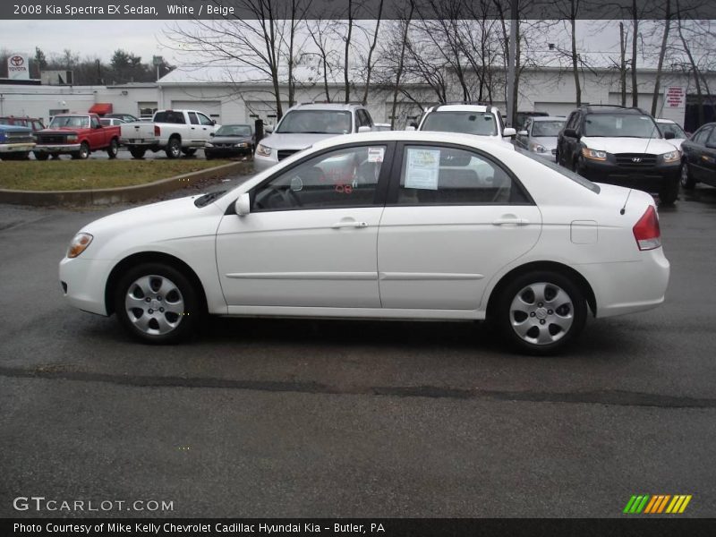 White / Beige 2008 Kia Spectra EX Sedan