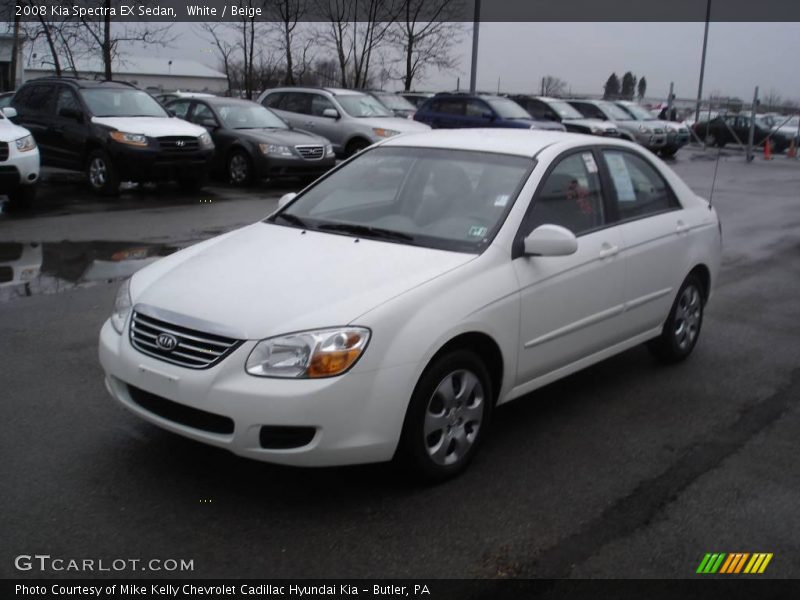 White / Beige 2008 Kia Spectra EX Sedan