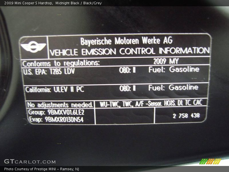 Midnight Black / Black/Grey 2009 Mini Cooper S Hardtop