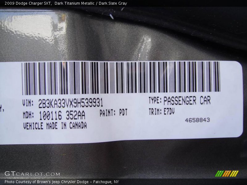 Dark Titanium Metallic / Dark Slate Gray 2009 Dodge Charger SXT