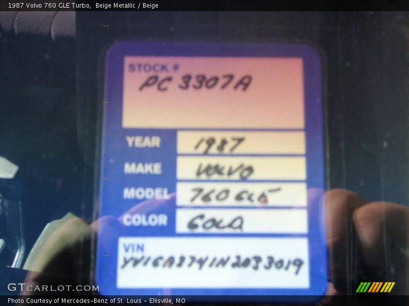Beige Metallic / Beige 1987 Volvo 760 GLE Turbo