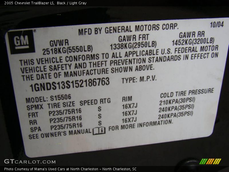 Black / Light Gray 2005 Chevrolet TrailBlazer LS