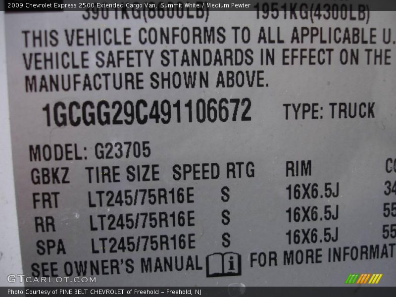 Summit White / Medium Pewter 2009 Chevrolet Express 2500 Extended Cargo Van