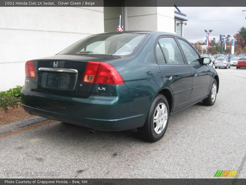 Clover Green / Beige 2001 Honda Civic LX Sedan