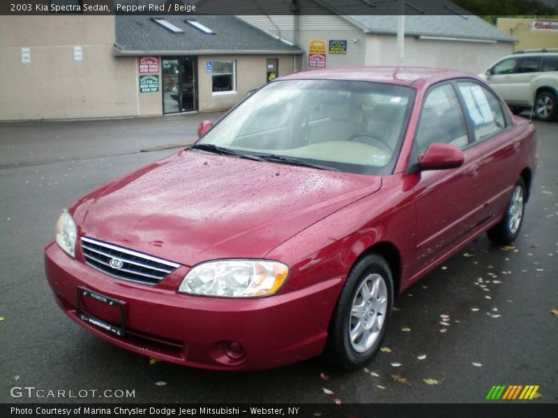 Pepper Red / Beige 2003 Kia Spectra Sedan
