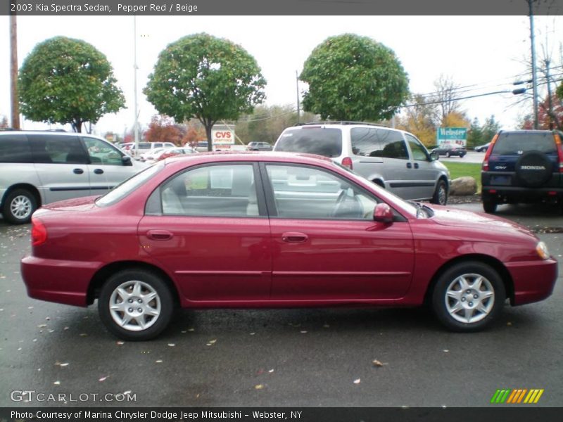 Pepper Red / Beige 2003 Kia Spectra Sedan
