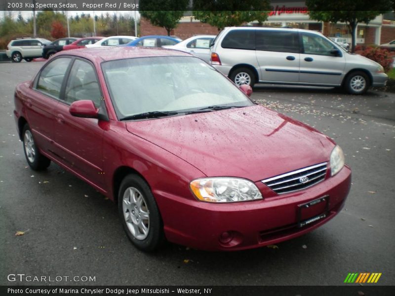 Pepper Red / Beige 2003 Kia Spectra Sedan