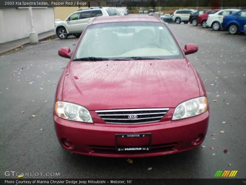 Pepper Red / Beige 2003 Kia Spectra Sedan
