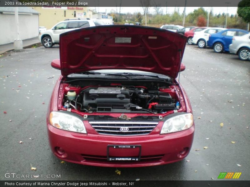 Pepper Red / Beige 2003 Kia Spectra Sedan