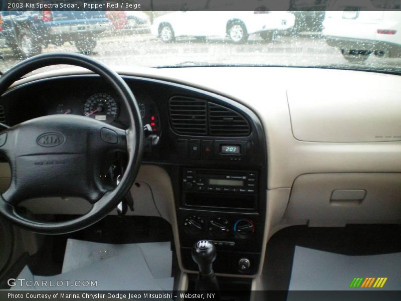 Pepper Red / Beige 2003 Kia Spectra Sedan