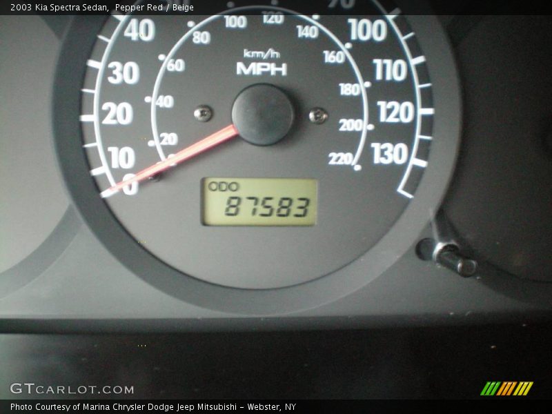 Pepper Red / Beige 2003 Kia Spectra Sedan