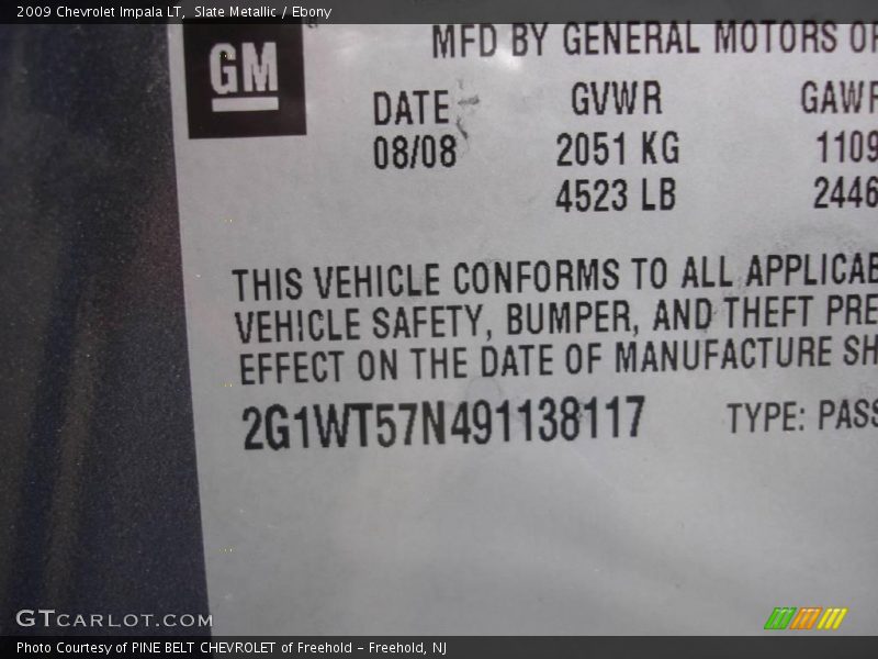 Slate Metallic / Ebony 2009 Chevrolet Impala LT