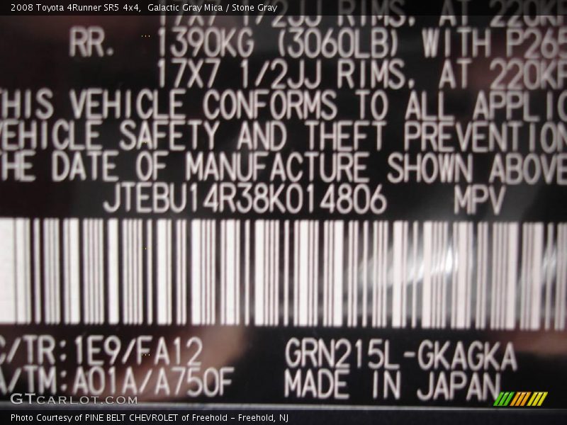 Galactic Gray Mica / Stone Gray 2008 Toyota 4Runner SR5 4x4