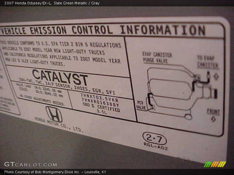 Slate Green Metallic / Gray 2007 Honda Odyssey EX-L