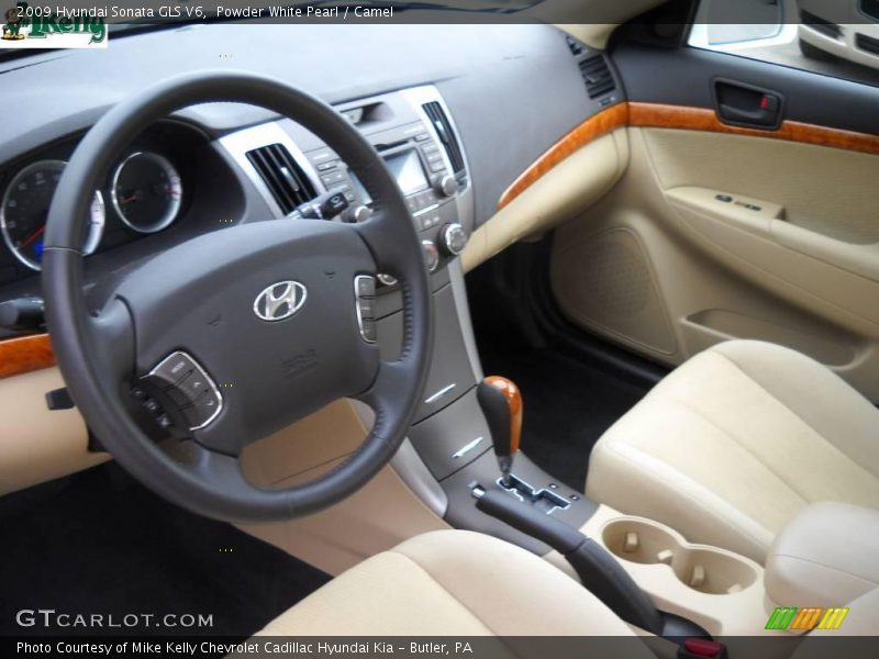 Powder White Pearl / Camel 2009 Hyundai Sonata GLS V6