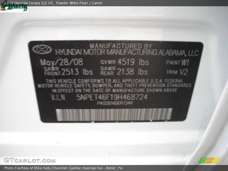 Powder White Pearl / Camel 2009 Hyundai Sonata GLS V6