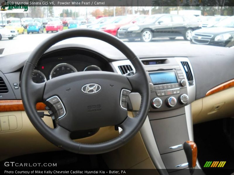 Powder White Pearl / Camel 2009 Hyundai Sonata GLS V6