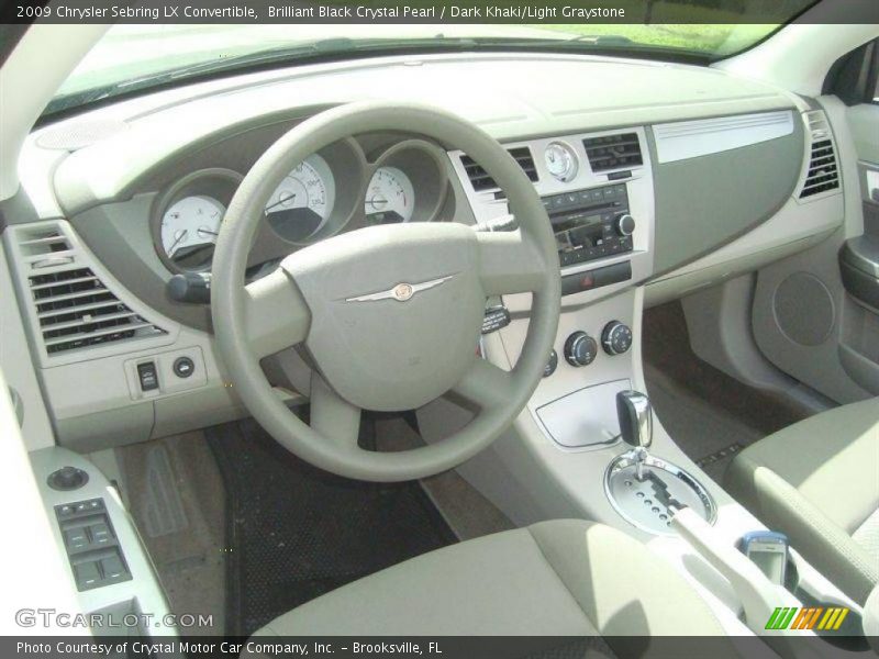 Brilliant Black Crystal Pearl / Dark Khaki/Light Graystone 2009 Chrysler Sebring LX Convertible