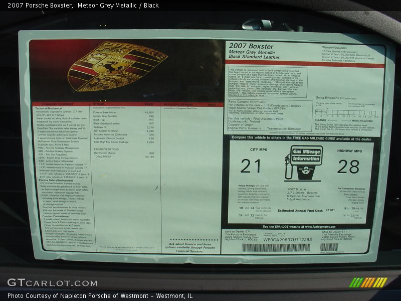Meteor Grey Metallic / Black 2007 Porsche Boxster