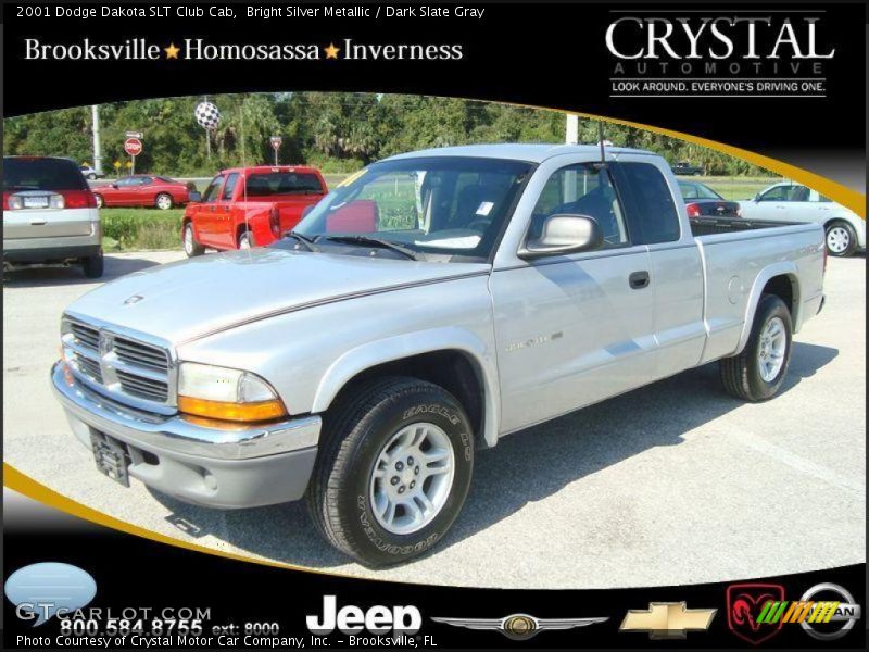 Bright Silver Metallic / Dark Slate Gray 2001 Dodge Dakota SLT Club Cab