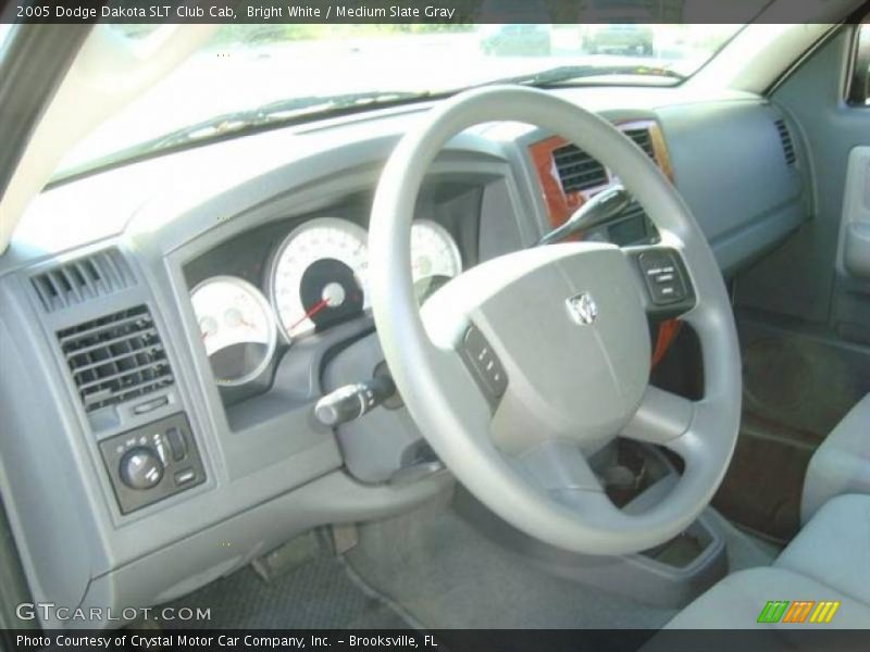 Bright White / Medium Slate Gray 2005 Dodge Dakota SLT Club Cab