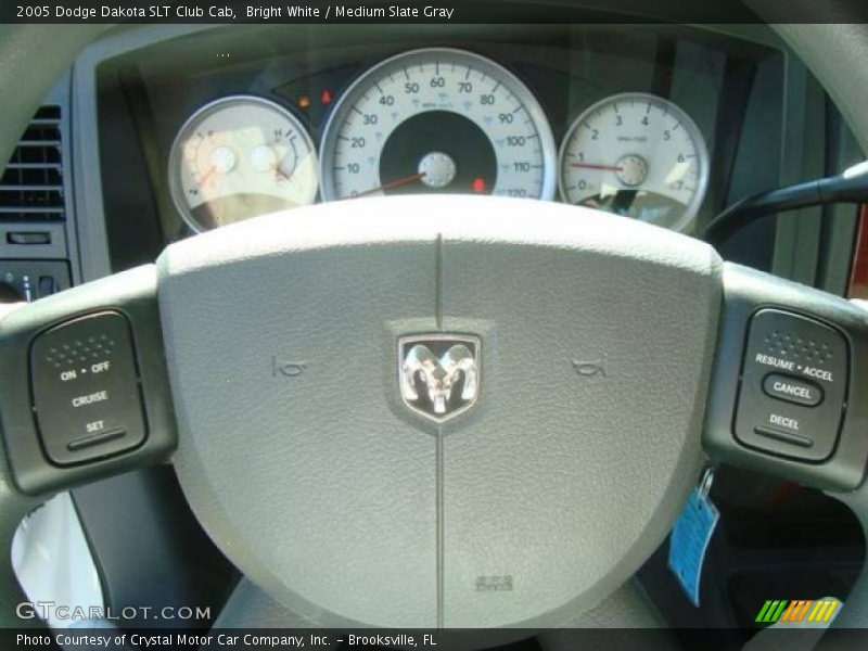 Bright White / Medium Slate Gray 2005 Dodge Dakota SLT Club Cab