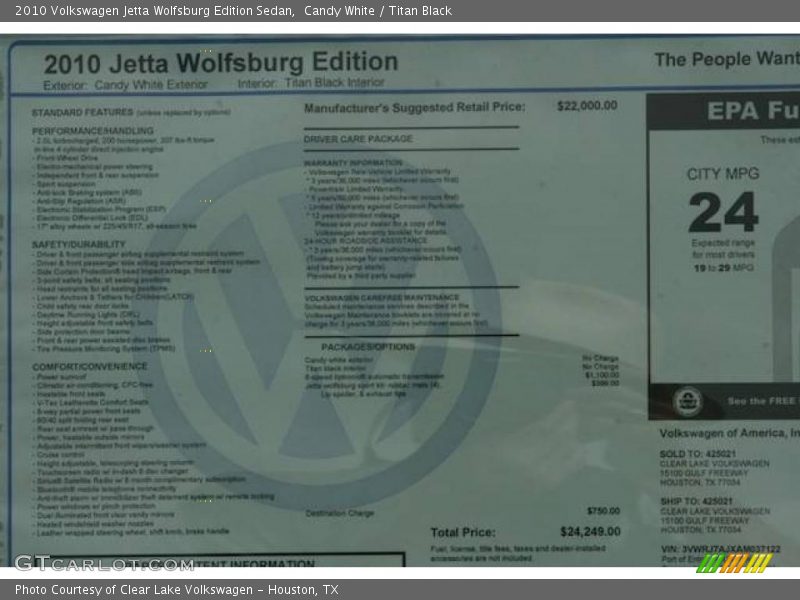 Candy White / Titan Black 2010 Volkswagen Jetta Wolfsburg Edition Sedan