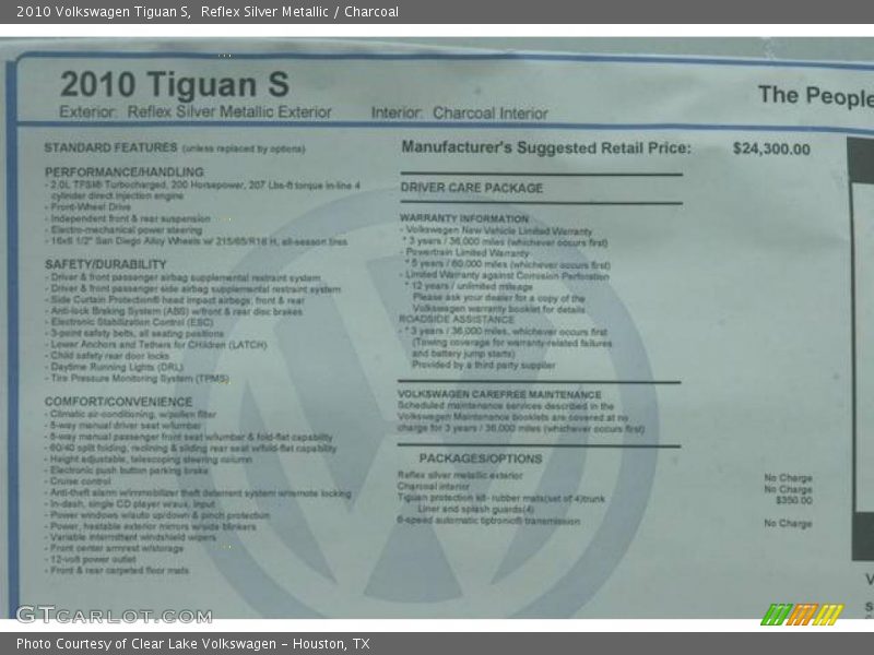 Reflex Silver Metallic / Charcoal 2010 Volkswagen Tiguan S