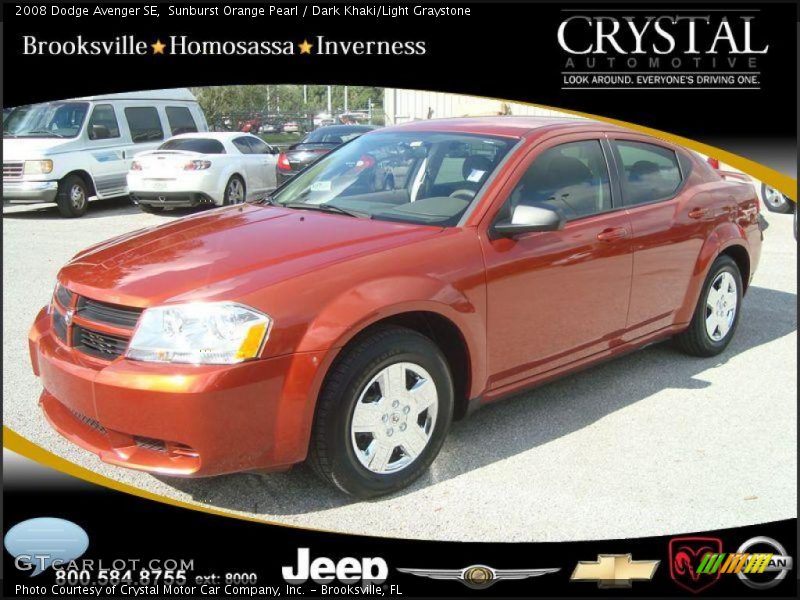 Sunburst Orange Pearl / Dark Khaki/Light Graystone 2008 Dodge Avenger SE