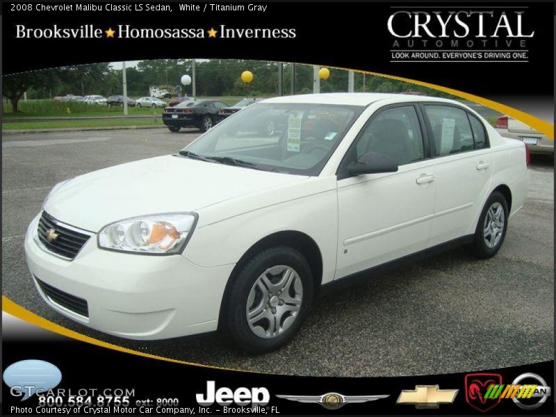 White / Titanium Gray 2008 Chevrolet Malibu Classic LS Sedan