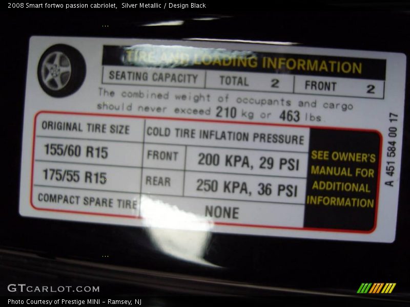 Silver Metallic / Design Black 2008 Smart fortwo passion cabriolet