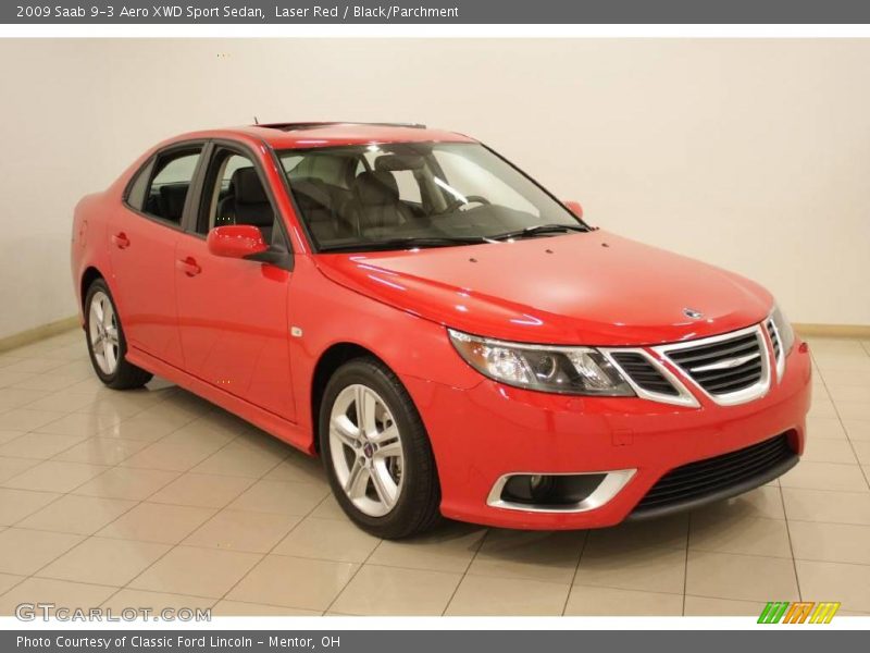 Laser Red / Black/Parchment 2009 Saab 9-3 Aero XWD Sport Sedan