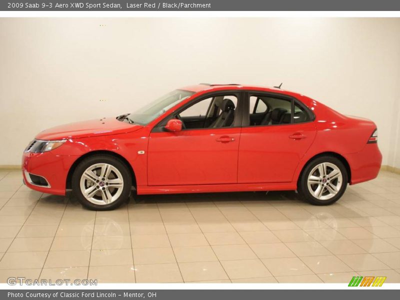 Laser Red / Black/Parchment 2009 Saab 9-3 Aero XWD Sport Sedan