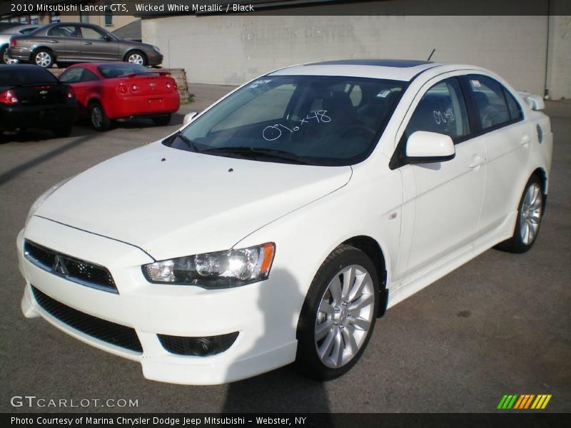 Wicked White Metallic / Black 2010 Mitsubishi Lancer GTS
