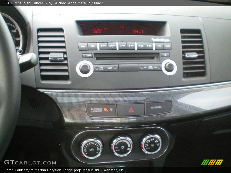 Wicked White Metallic / Black 2010 Mitsubishi Lancer GTS
