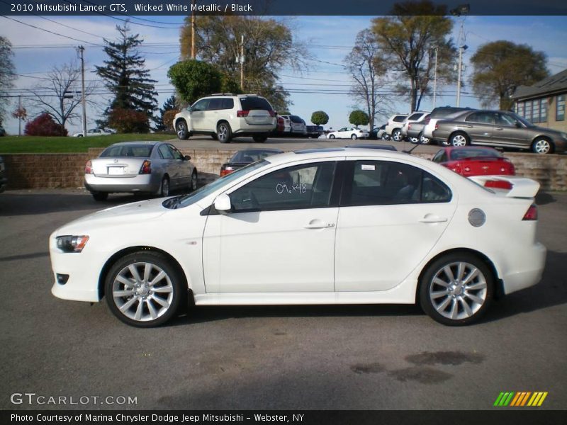 Wicked White Metallic / Black 2010 Mitsubishi Lancer GTS