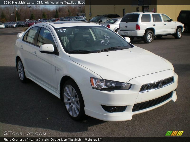 Wicked White Metallic / Black 2010 Mitsubishi Lancer GTS