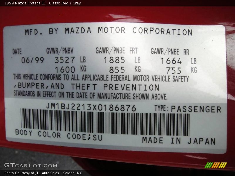 Classic Red / Gray 1999 Mazda Protege ES