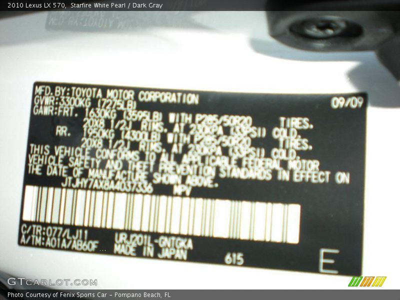 Starfire White Pearl / Dark Gray 2010 Lexus LX 570