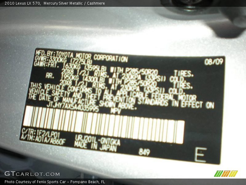 Mercury Silver Metallic / Cashmere 2010 Lexus LX 570