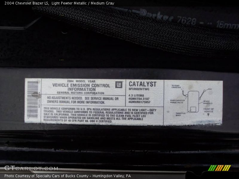 Light Pewter Metallic / Medium Gray 2004 Chevrolet Blazer LS