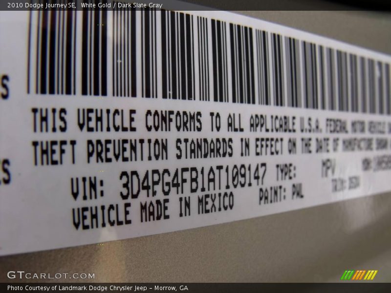 White Gold / Dark Slate Gray 2010 Dodge Journey SE