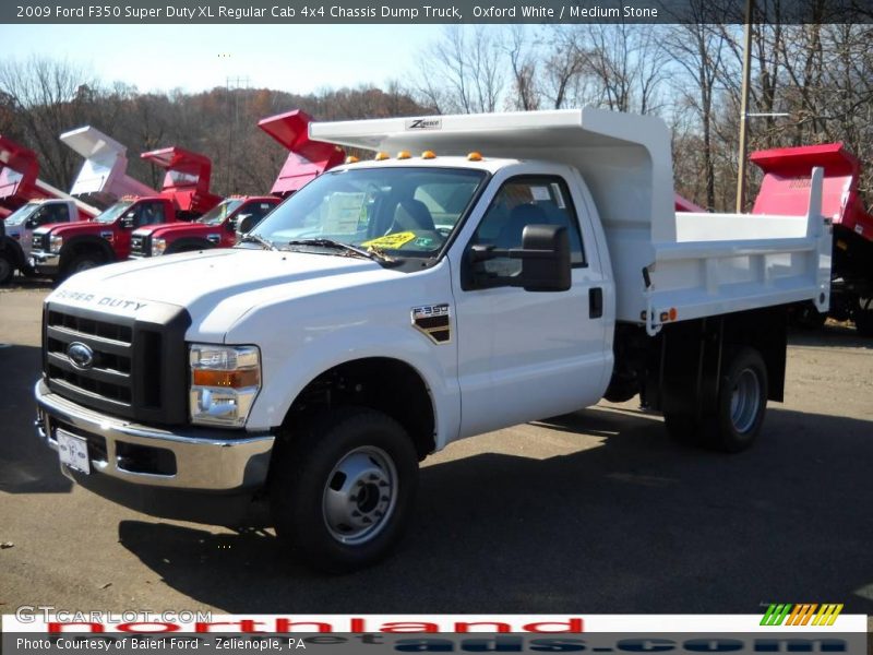 Oxford White / Medium Stone 2009 Ford F350 Super Duty XL Regular Cab 4x4 Chassis Dump Truck