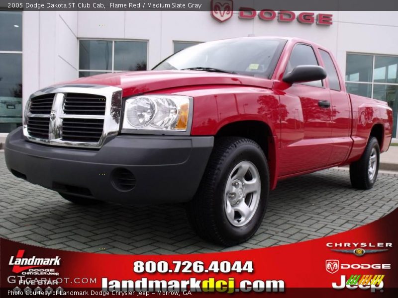 Flame Red / Medium Slate Gray 2005 Dodge Dakota ST Club Cab