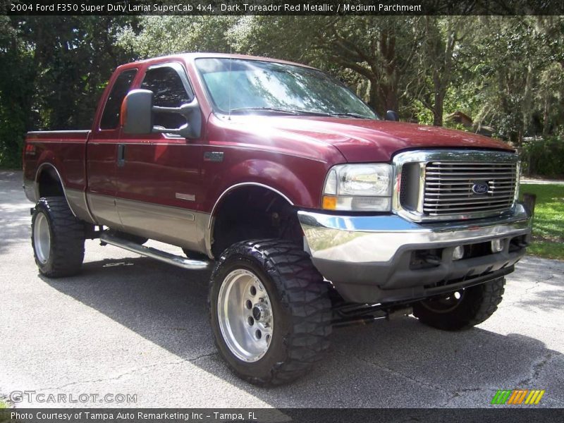 Dark Toreador Red Metallic / Medium Parchment 2004 Ford F350 Super Duty Lariat SuperCab 4x4