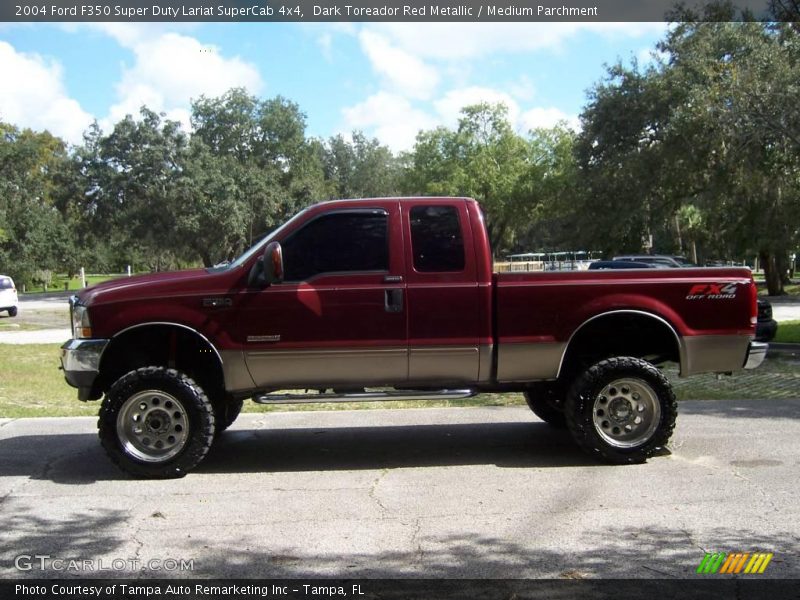 Dark Toreador Red Metallic / Medium Parchment 2004 Ford F350 Super Duty Lariat SuperCab 4x4