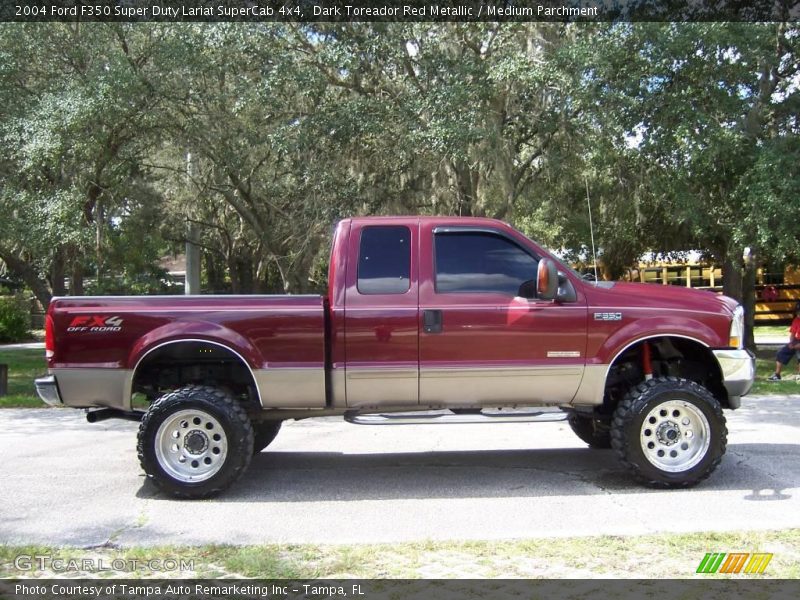 Dark Toreador Red Metallic / Medium Parchment 2004 Ford F350 Super Duty Lariat SuperCab 4x4