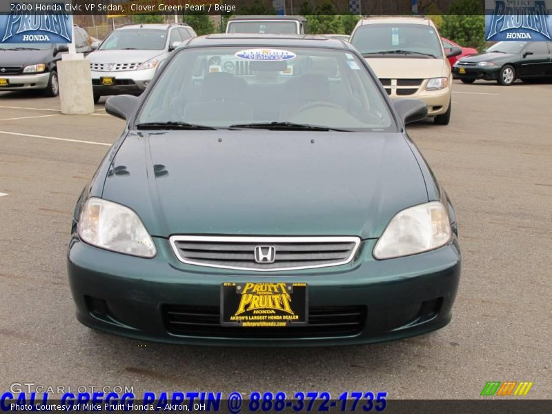 Clover Green Pearl / Beige 2000 Honda Civic VP Sedan