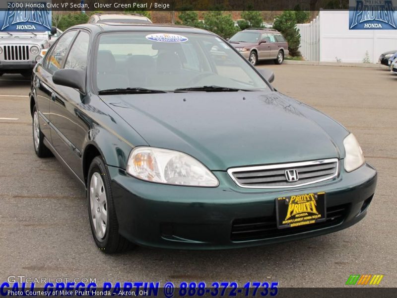 Clover Green Pearl / Beige 2000 Honda Civic VP Sedan