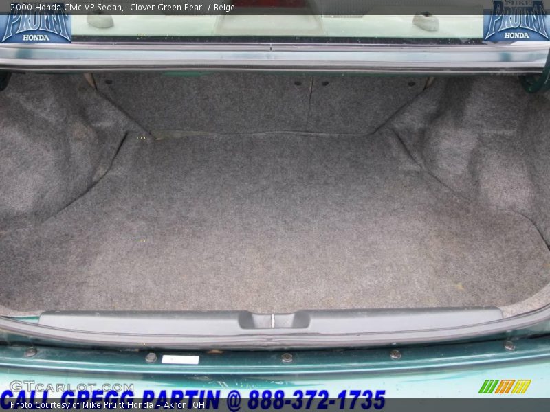 Clover Green Pearl / Beige 2000 Honda Civic VP Sedan